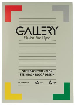 Gallery Steinbach tekenblok, gekorreld, ft 21 x 29,7 cm (A4), 250 g/m², blok van 20 vel