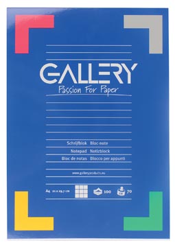 Gallery bloc de papier à lettres, ft A4, 100 feuilles, quadrillé 5 mm