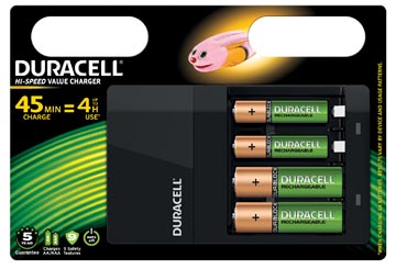 Duracell chargeur Hi-Speed Value Charger, 2 AA en 2 AAA piles inclus, sous blister