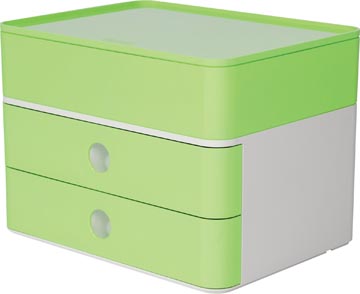 Han bloc à tiroirs Allison, smart-box plus avec 2 tiroirs et boîte de rangement, blanc/vert