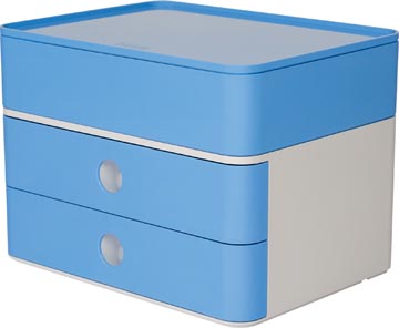 Han ladenblok Allison, smart-box plus met 2 laden en organisatiebak, wit/blauw