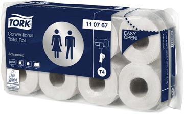 Tork toiletpapier Advanced, 2-laags, systeem T4, 250 vellen, pak van 8 rollen