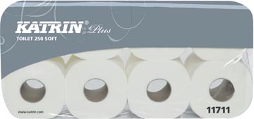 Katrin papier toilette Soft Plus, 3 plis, 250 feuilles par rouleau, paquet de 8 rouleaux
