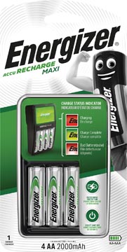 Energizer chargeur Maxi Charger, 4 x AA piles inclus, sous blister