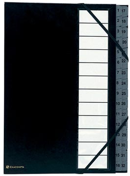 Exacompta trieur rigide Ordonator numerique dos extensible 32 compartiments, 1 à 32, noir