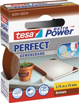 Tesa extra Power Perfect, ft 19 mm x 2,75 m, bruin