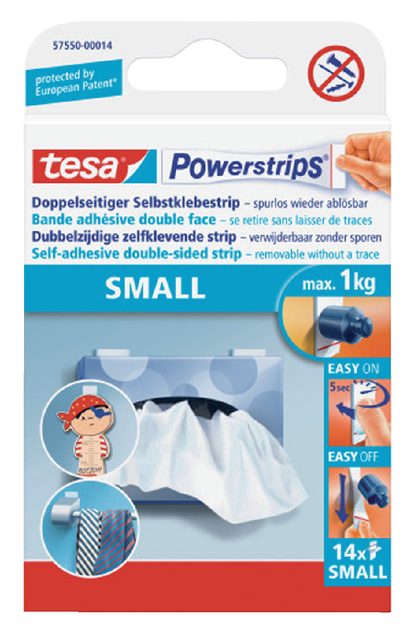 Powerstrip double face Tesa mini 0,75kg 14 pièces blister