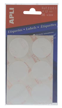 Apli ronde etiketten in etui diameter 32 mm, wit, 36 stuks, 6 per blad (2665)