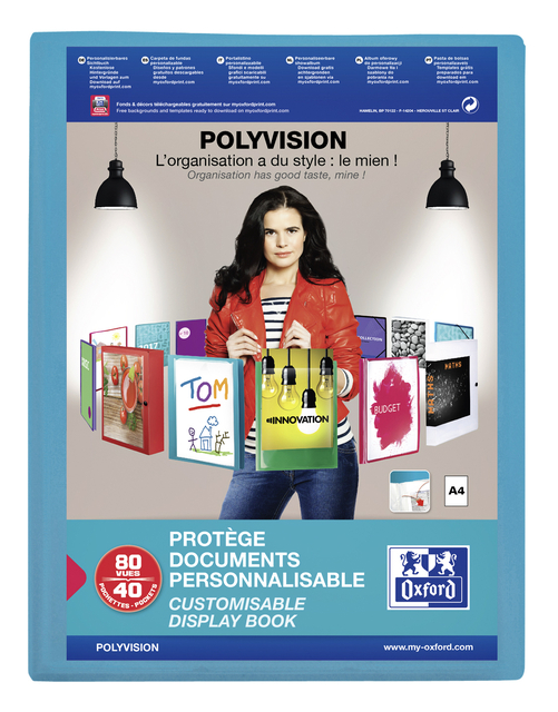 Chemise de présentation Oxford Polyvision 40-pochettes bleu