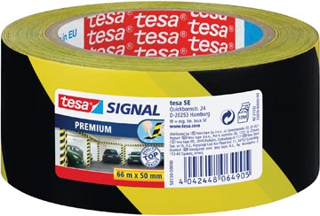Tesa ruban de signalisation premium ft 50 mm x 66 m, noir/jaune