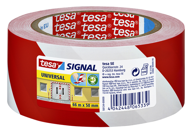 Ruban de signalisation Tesa 58134 rouge/blanc
