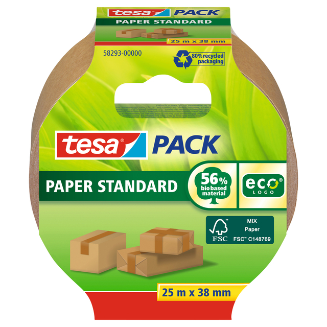 Ruban d'emballage Tesa 58293 Eco papier FSC 38mmx25m brun