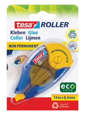 Tesa Roller navulbare lijmroller niet-permanent ecoLogo, ft 8,4 mm x 14 m, op blister