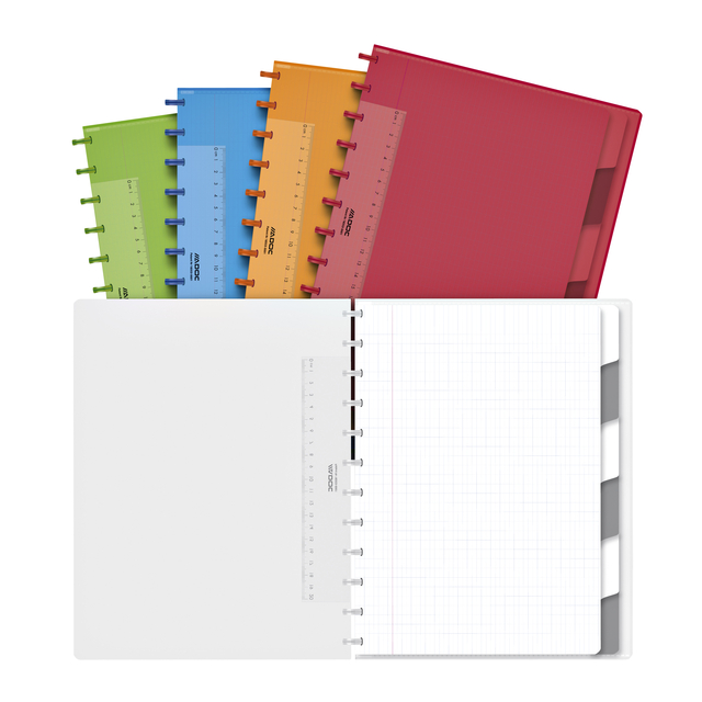 Cahier Adoc Colorlines A4 carreau 4x8mm 144 pages 90g PP assorti