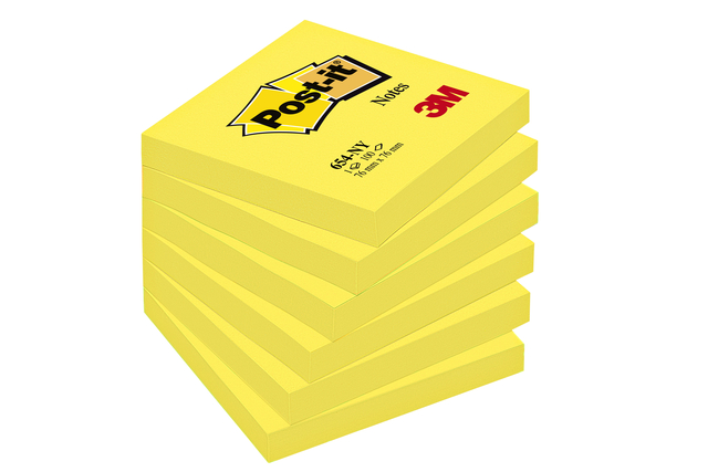 Bloc-mémos Post-it 654-NGE 76x76mm néon jaune