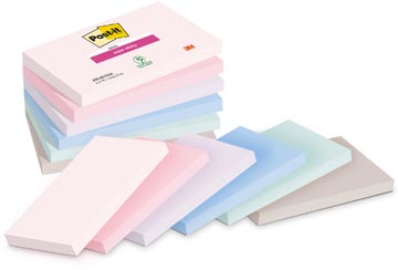 Post-it Super Sticky notes Soulful, 90 feuilles, ft 76 x 127 mm, couleurs assorties, paquet de 6 blocs