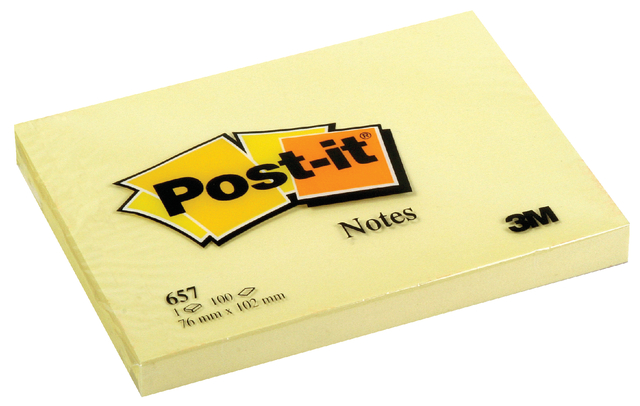 Bloc-mémos Post-it 657 76x102mm jaune
