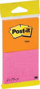 Post-it Notes Joy, 75 blaadjes, ft 76 x 63,5 mm, pak van 2 blokken