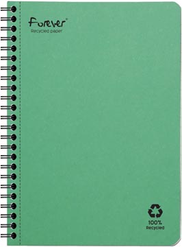 Clairefontaine FOREVER spiraalschrift, gerecycleerd, A5, 90g, 120 bladzijden, gelijnd, groen