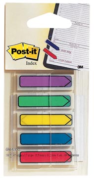 Post-it Index flèches, blister de 5 couleurs, 24 feuilles par couleur