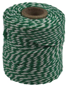 Ficelle de coton, vert-blanc, bobine de 50 g, environs 45 m