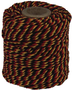 Ficelle de coton, noir-jaune-rouge, bobine de 50 g, environs 35 m