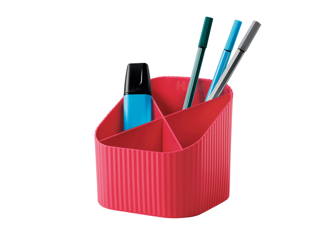 Pot à crayons HAN Re-LOOP 4 compartiments rouge