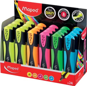 Maped Fluo'Peps markeerstift Soft, display met 24 stuks in geassorteerde kleuren