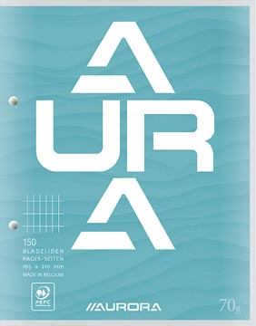 Aurora cursusblok, ft 16,5 x 21 cm, 75 vel, 2-gaatsperforatie, commercieel geruit