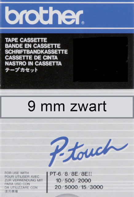Ruban Brother P-Touch TCM91 9mm noir sur transparent