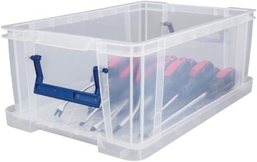 Bankers Box boîte de rangement 10 litres,transparent avec poignées bleues, set de 4 pcs emb en carton