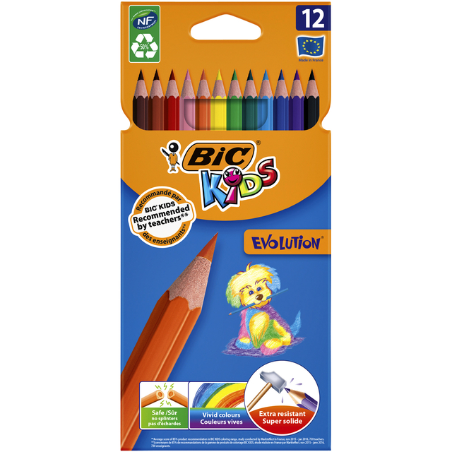 Crayons de couleur Bic Kids Ecolutions étui 12 pièces