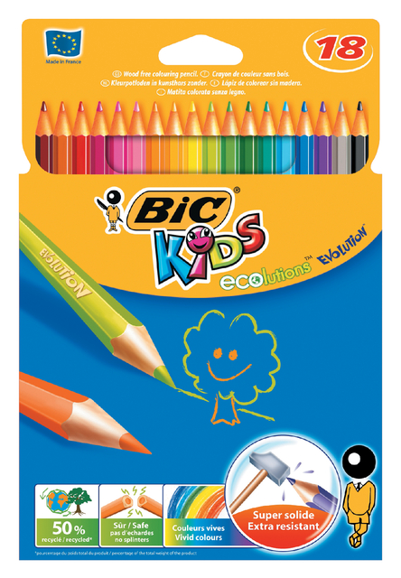 Crayons Couleur BIC Kids Evolution 18 couleurs assorti