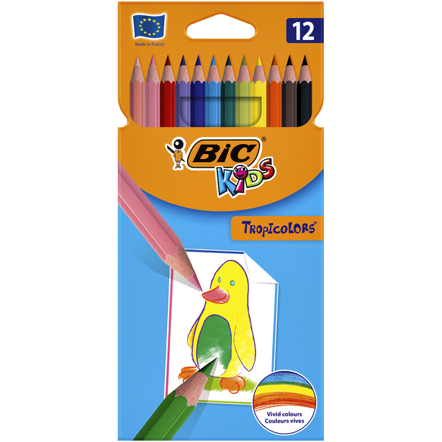 Crayon de couleur Bic Kids Tropicolors Blister 12 pièces