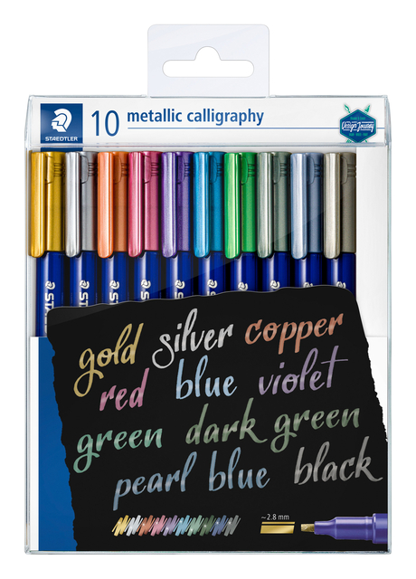 Feutre de calligraphie Staedtler Metallic étui 10 couleurs assorti