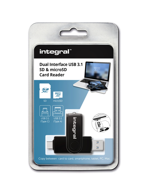 Lecteur carte Integral SD+ micro SD vers 3.11 USB- C USB-A