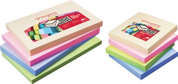 Pergamy notes, ft 76 x 76 mm, 4 geassorteerde pastel kleuren, pak van 12 blokken