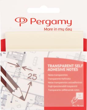 Pergamy transparante notes, ft 76 x 76 mm, 50 vel, wit