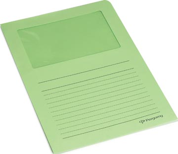 Pergamy pochette coin à fenêtre, paquet de 100 pièces, vert clair