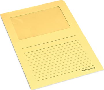 Pergamy pochette coin à fenêtre, paquet de 100 pièces, jaune clair
