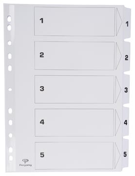 Pergamy tabbladen met indexblad, ft A4, 11-gaatsperforatie, karton, set 1-5