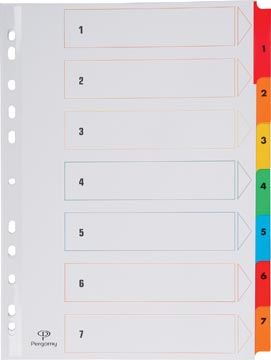 Pergamy intercalaires avec page de garde, ft A4, perforation 11 trous, couleurs assorties, set 1-7