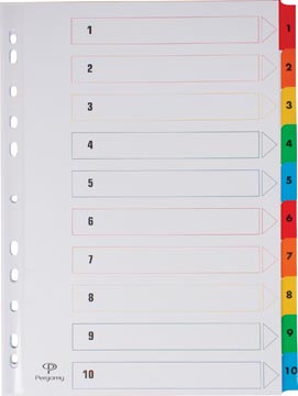 Pergamy intercalaires avec page de garde, ft A4, perforation 11 trous, couleurs assorties, set 1-10