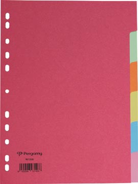 Pergamy intercalaires ft A4, perforation 11 trous, carton extra solide, couleurs assorties, 6 onglets