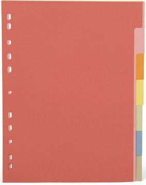 Pergamy tabbladen ft A4, 11-gaatsperforatie, extra sterk karton, geassorteerde kleuren, 7 tabs
