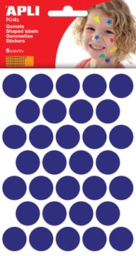 Apli Kids stickers, cirkel diameter 20 mm, blister met 180 stuks, blauw