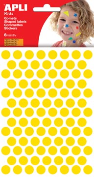 Apli Kids stickers, cirkel diameter 10,5 mm, blister met 528 stuks, geel
