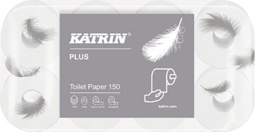Katrin papier toilette Plus, 3 plis, 150 feuilles par rouleau, paquet de 8 rouleaux