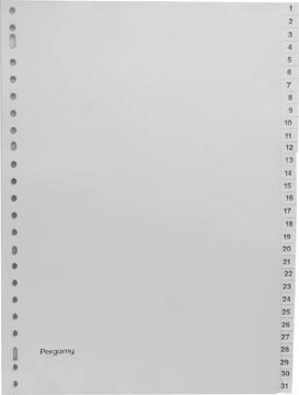Pergamy tabbladen, ft A4, 23-gaatsperforatie, grijze PP, set 1-31