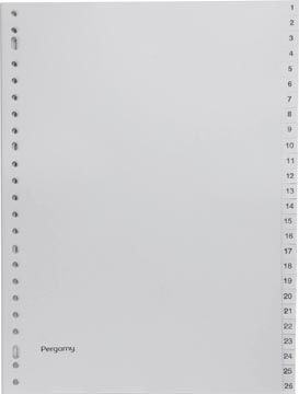Pergamy tabbladen, ft A4, 23-gaatsperforatie, grijze PP, set 1-52
